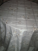 Beautiful white printed flower pattern huge light elegant damask tablecloth new