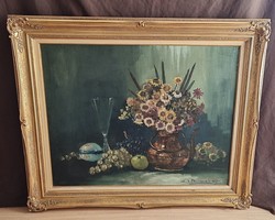 Antique Flemish still life, beautiful large size - in a valuable frame.
