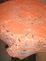 Beautiful ribbon embroidered peach tablecloth