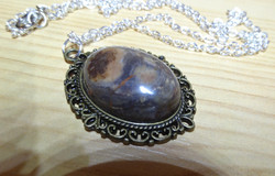 Scenery agate mineral pendant necklace.