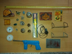 Alföldi porcelain, rifle-gas lighter, bisque, trimming comb with blades, compass whistle, egg dye, mixed