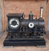 Rare table clock, fireplace clock in the form of a locomotive