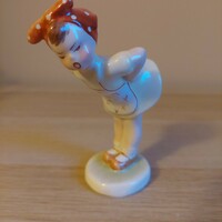 Extrém ritka gyűjtői Káldor Aurél BŰV kerámia kislány figura