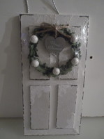 Wood - new - 20 x 10 cm - door - off-white - with shimmering snow - unopened