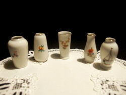 5 db Hollóházi porcelán mini ibolya váza 5 cm + 2 db ajándék!