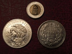 2 db nagy ezüst érme egyben(Chile, Mexikó)