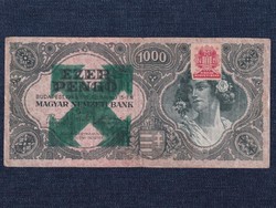 Háború utáni inflációs 1000 Pengő bankjegy 1945 nyilaskereszt felülbélyegzett (id64607)