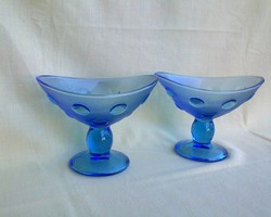 Kék színű üveg fagylaltos pohár/kehely 2 db