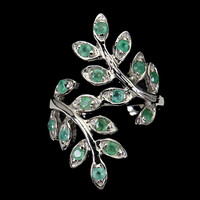 59 Es unique Valod emerald 925 sterling silver ring