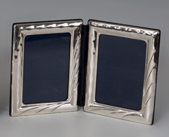 Silver double photo frame