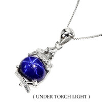 Real star sapphire 925 silver necklace