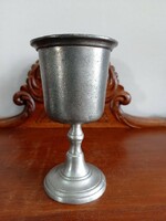 Old pewter goblet, glass, cup