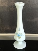 Antique chalcedony, hand painted freesia vase, signed