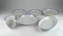 0S764 Zsolnay kék fehér porcelán készlet 7 darab