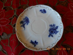 Zsolnay porcelán kék rózsa mintás kávés kistányér