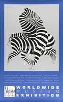 Vasarely kiállítás plakát reprintje, op-art, két csíkos zebra