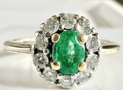 544T. From HUF 1! 18K gold (4.2g) brilliant (0.3ct) Colombian emerald (0.4ct) ring, quality stones