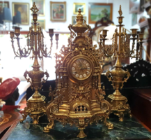 Large copper mantel clock set