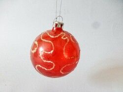 Antik üveg karácsonyfadísz,Piros Átlátszó Gömb II.