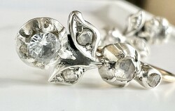 543T. 1 Forintról! Antik gyémánt (0,7 Ct) Arany (4,2 g) fülbevaló, Holland Rózsa és Régi kövekkel!