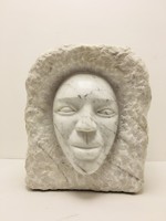 Modern white marble female face kryston tk, 1990, marked - 50421