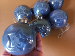 Kék  porcelán gömb, karácsonyi függeszték