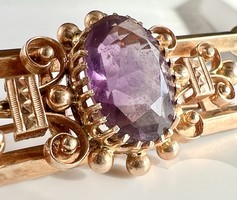 547T. From HUF 1! Antique 14k rose gold (6.2 g) pendant, brooch, pin with large amethyst stone!