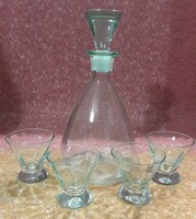 Green glass brandy glasses with spout (l2651)