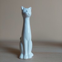 Nagyméretű porcelán vagy kerámia cica figura