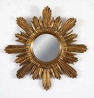 Sun mirror with gilded wood frame