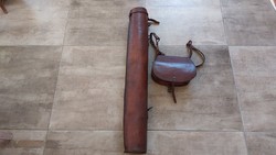 (K) vintage leather hunting bag and leather rifle holster