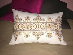 Hand-embroidered decorative pillow