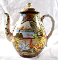 Around 1900 antique satsuma (?) Japanese hand-painted scene porcelain jug !