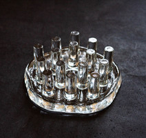Mid-century modern design mécsestartó - teáskanna melegen tartó retro üveg gyertyatartó