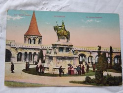 Antik kézzel színezett képeslap/fotólap Budapest Szent István szobor 1917