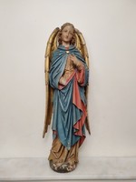 Antik angyal szobor keresztény barokk festett faragott fa 18-19. század 936 6064