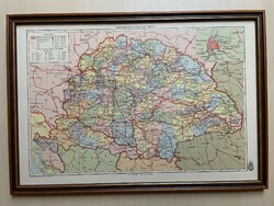 Nagy-Magyarország térkép, irredenta, korabeli frissen keretezett