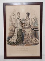 Antique Biedermeier print picture wall decoration dress fashion in frame 494 5934