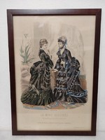 Antique Biedermeier print picture wall decoration dress fashion in frame 487 5927