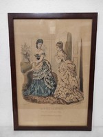 Antique Biedermeier print picture wall decoration dress fashion in frame 490 5930