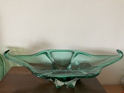 Cseh zöld üvegtál (J.Hospodka)