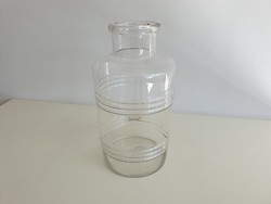 Old Antique 3 Liter Canning Factory Preserving Jar with Striped Embossed Barrel Shape