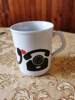 Telefon mintás Zsolnay porcelán bögre