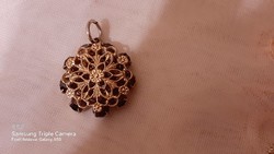 Antique, gold-plated metal pendant with shiny stones (with a beautiful gold-plated metal surface)
