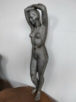 Nagyméretű fém öntvény női akt szobor figura