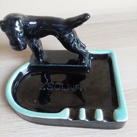 Extremely rare collector's ceramic dog ashtray from Zsolnay in Budapest