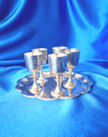5 pieces of charming small silver cup glasses with tray.