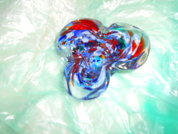 Kézműves üveg tálka- vastag többszínű űveg