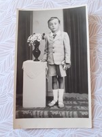 Régi gyerekfotó vintage kisfiú fénykép Hajdu János fényképész Orosháza