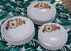 Tányérkészlet 18 db-os Alföldi porcelán, Icu barna virágos mintás tányér